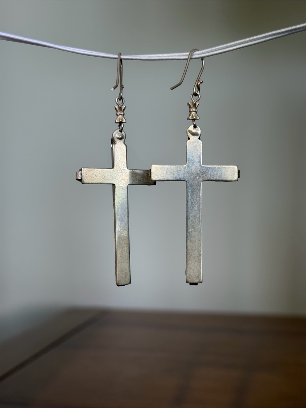 Virgins Saints & Angels Crystal Cross Drop Earrings in Clear and Gold - Picture 4 of 4